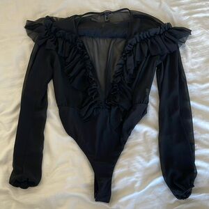 Forever21 ruffle chiffon bodysuit size S